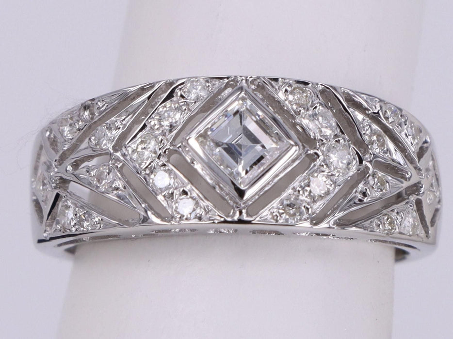 Anello principessa Art-Deco in oro bianco con diamanti
