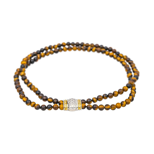 Chokerhalsband Vitt guld, Gult guld Tigeröga, Diamant 