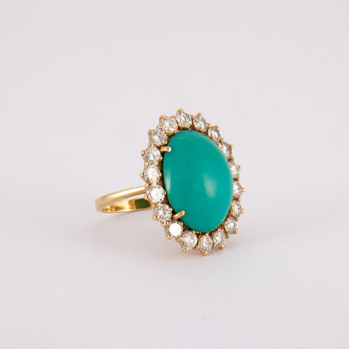 Bague 56 BAGUE MARGUERITE TURQOISE DIAMANTS 58 Facettes 0