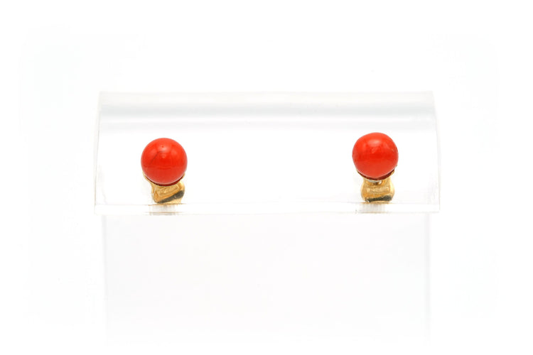 Boucles d'oreilles Boucles d'oreilles Art Déco en or jaune serties de corail 58 Facettes B540