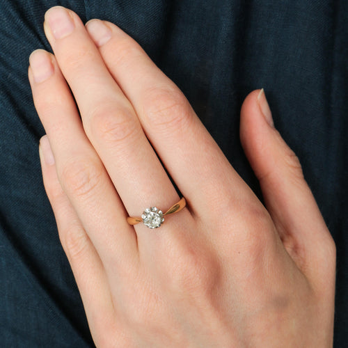 Bague 55 Bague Solitaire ancien or jaune et platine 58 Facettes 443