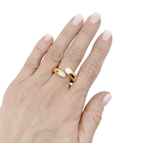 Bague 58 Bague Cartier, "Ellipse Deux Têtes Croisées", or jaune, diamants. 58 Facettes 35041