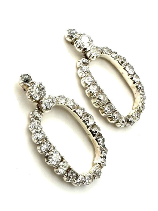 Boucles d'oreilles Boucles d'oreilles 19ème, or, argent et diamants 2ct 58 Facettes