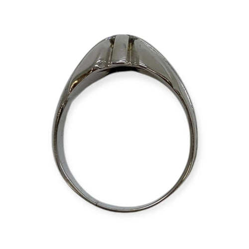 Bague 63 Chevalière en or blanc 585 et diamant 58 Facettes 330086803