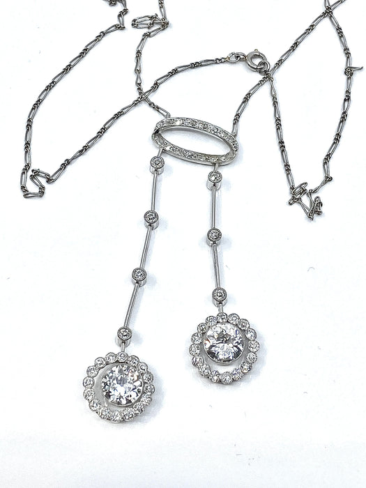 Collier Important collier négligé en platine et diamants d’époque 1900 58 Facettes AB434