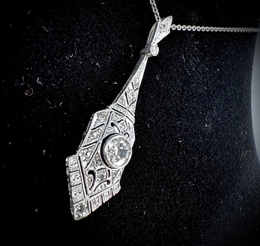 Pendentif Pendentif Art Déco or blanc diamants 58 Facettes