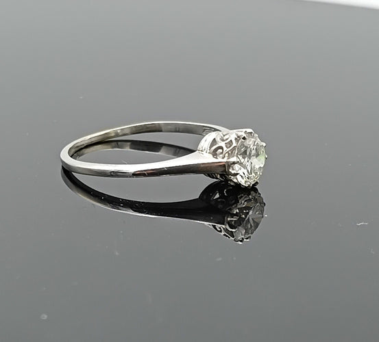 Bague 54 Bague solitaire ancienne platine, diamant 58 Facettes