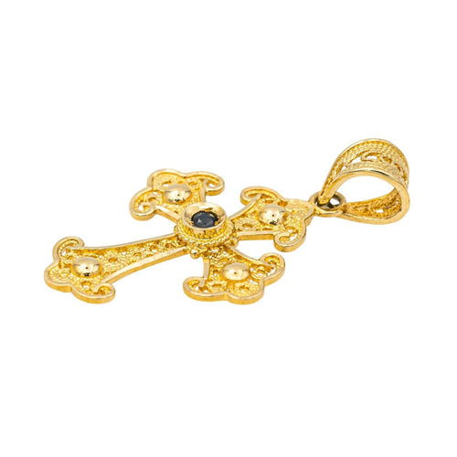 Pendentif Pendentif Croix Or jaune Saphir 58 Facettes 2622579CN