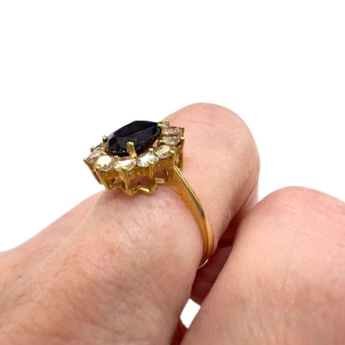 Bague 54.5 Bague rosace de style classique en or 18 carats avec diamants et saphir 58 Facettes Q241B(959)