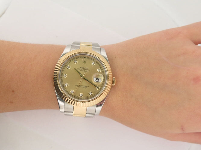 Montre montre ROLEX 116333 datejust ii 41mm oyster or acier diamants automatique 58 Facettes 270689