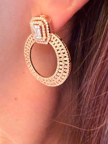 Boucles d'oreilles Boucles d'oreilles italiennes or rose, diamants 58 Facettes