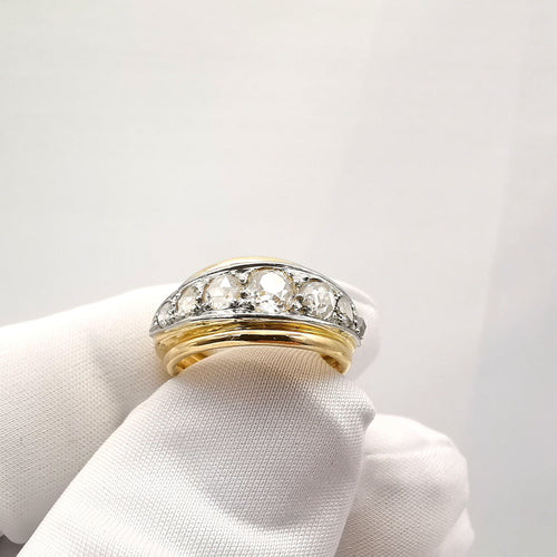 Bague Bague or platine diamants 58 Facettes