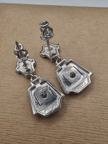 Boucles d'oreilles Boucles d'oreilles pendantes antiques en or blanc du début des années 1900 58 Facettes