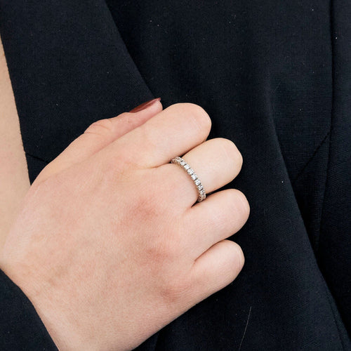 Bague 53 Alliance Américaine or blanc et diamants 58 Facettes GU184