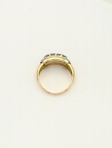 Bague 55.5 Bague bandeau ancienne en or jaune 18K  sertie de diamants 58 Facettes