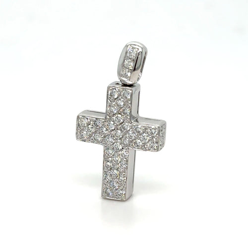 Pendentif PENDENTIF CROIX OR BLANC DIAMANTS 58 Facettes Ref 1.0000040/4