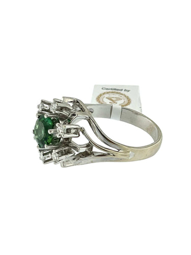 Bague 59.5 Bague en or blanc tourmaline verdelite et diamants 58 Facettes