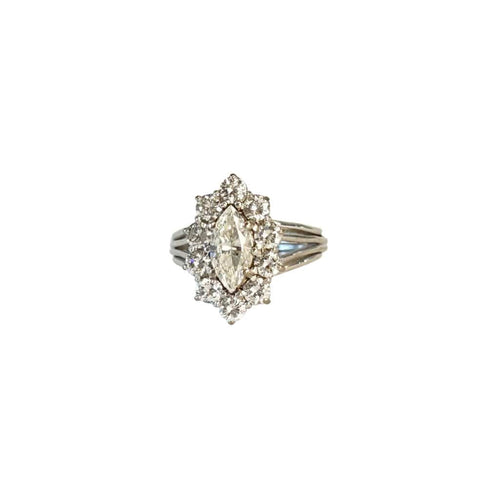 Bague 47 Bague Marquise or blanc et diamants 58 Facettes INV032