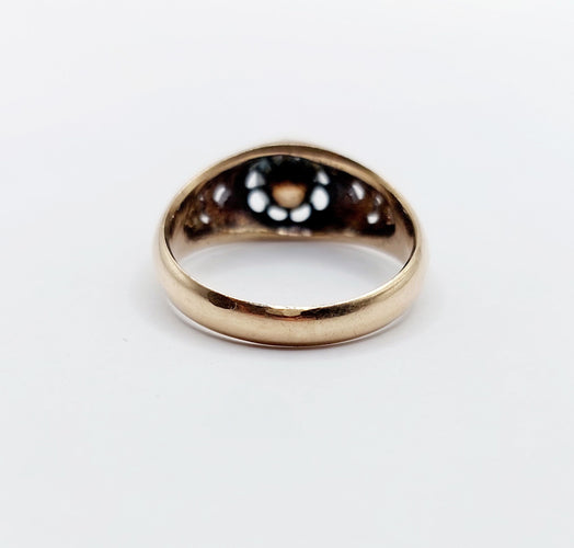 Bague 56.5 Bague jonc bombé antique en or 14k et diamant taille rose 58 Facettes A06623