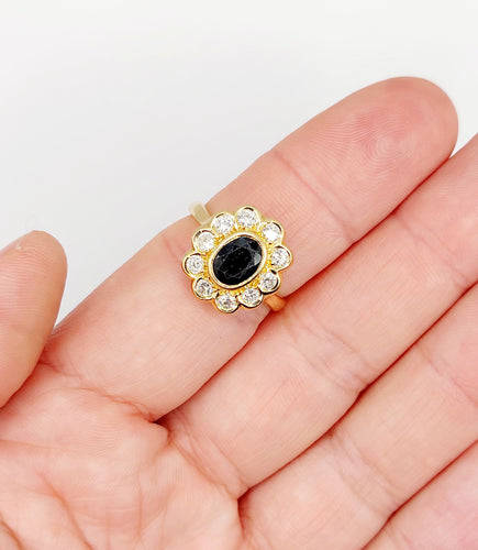 Bague 58 Bague marguerite art deco or 18k saphir et diamants taille brillants 58 Facettes A03969