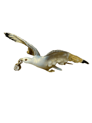 Broche Broche « Jonathan Livingston » en or jaune, diamants, émail et rubis 58 Facettes