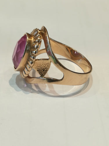 Bague 58 Bague vintage Soviétique Or Jaune Pierre Rose 58 Facettes