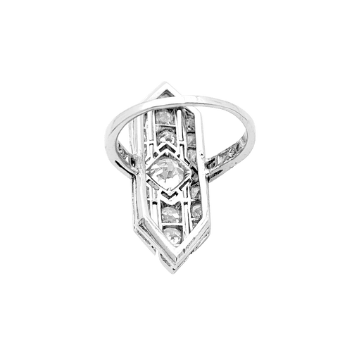 Bague 51 Bague Art Déco, platine et diamants. 58 Facettes 34491