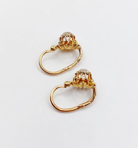 Boucles d'oreilles Dormeuses victorienne or roses 18k et 0,60 carats diamants tailles ancienne(circa 1890) 58 Facettes A05775