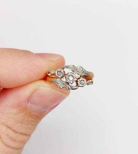 Bague 51 Bague or rose, diamants taille rose (circa 1900) tourbillon 58 Facettes A06288