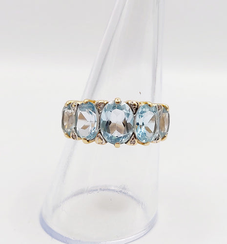 Bague 56 Bague jarretière vintage or jaune 18k topazes et diamants (circa 1980) 58 Facettes A05994