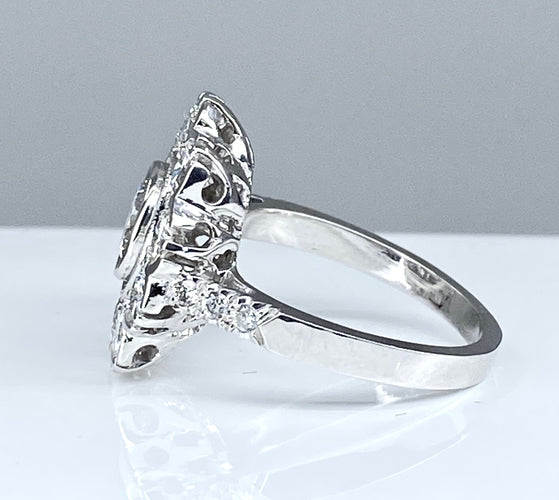 Bague 51 Bague marguerite or blanc diamants 58 Facettes AB304