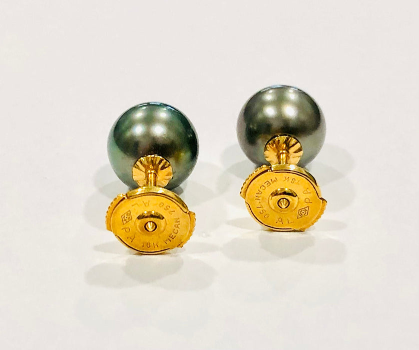 Orecchini a bottone con perle di Tahiti in oro giallo