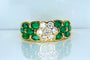Bague 53 Bague jonc en or jaune, émeraudes navettes et diamants 58 Facettes AB576 bis