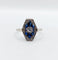 Bague 59.5 Bague marquise art deco or blanc 18k diamant et sapphires calibrés (circa 1930) 58 Facettes A05092