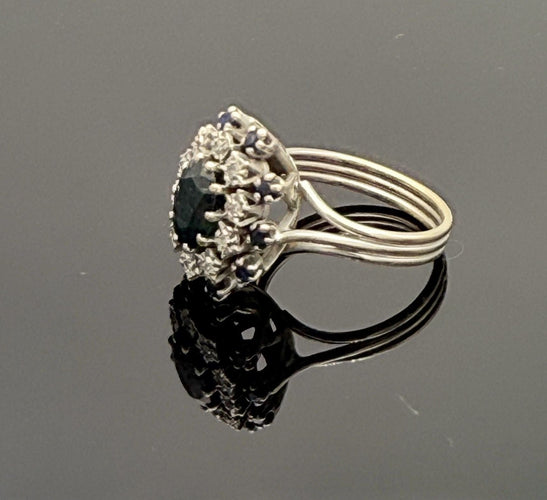 Bague 53 Bague pompadour vintage or, saphir et diamant 58 Facettes