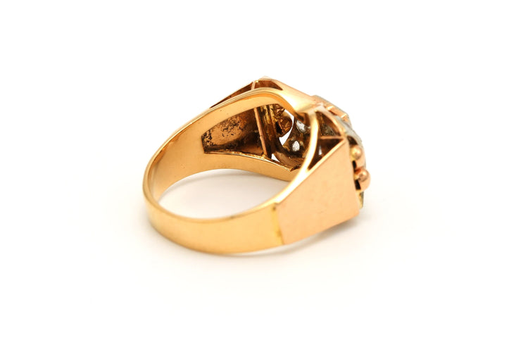 Bague 52 Bague Art Déco en or jaune, blanc et rose sertie de diamants 58 Facettes 18749