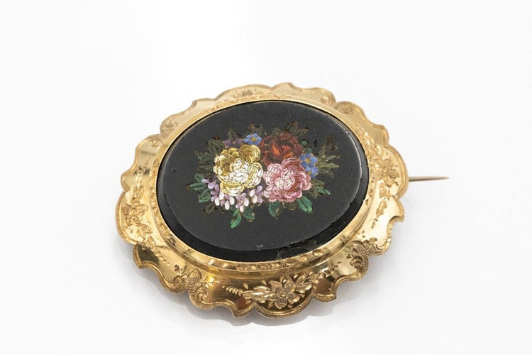 Broche Broche historique en or avec micromosaïque florale 58 Facettes 11224