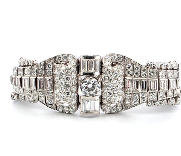 Bracelet Bracelet en platine serti de diamants taille brillant et baguette 58 Facettes