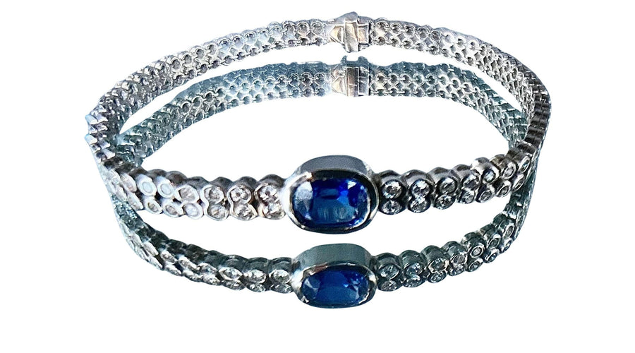 Bracelet Bracelet or blanc saphir et brillants 58 Facettes