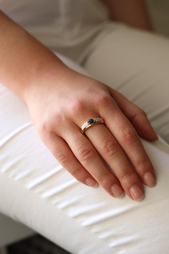 Pierścionek Złoto żółte, Złoto białe Szafir, Diament 