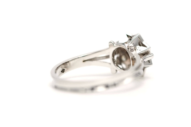 Bague 54 Bague Art Déco en or blanc 18 carats sertie de diamants "taille" brillant 58 Facettes B701