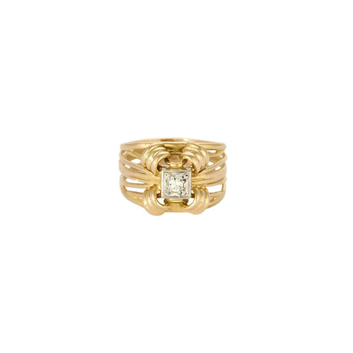 Bague 50.5 Bague en or jaune et or gris 18K diamant 58 Facettes LOR3567