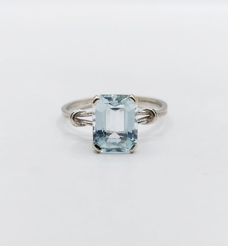 Bague 53 Bague cocktail art déco or blanc aigue marine 58 Facettes A05346