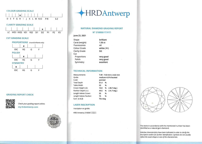 Bague solitaire 1,56 carat