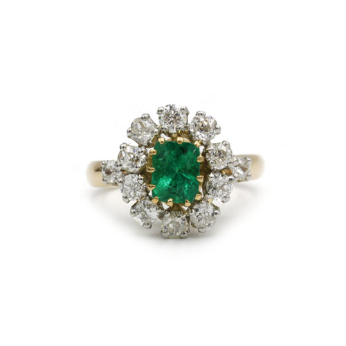 Bague 50 Bague - Or jaune diamants et émeraude 58 Facettes 1058