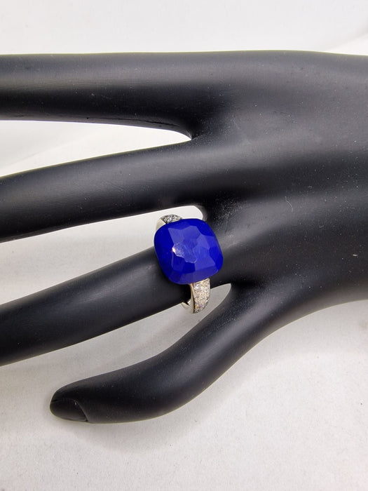 Bague 53 POMELLATO - Bague Capri or blanc, lapis, diamants 58 Facettes