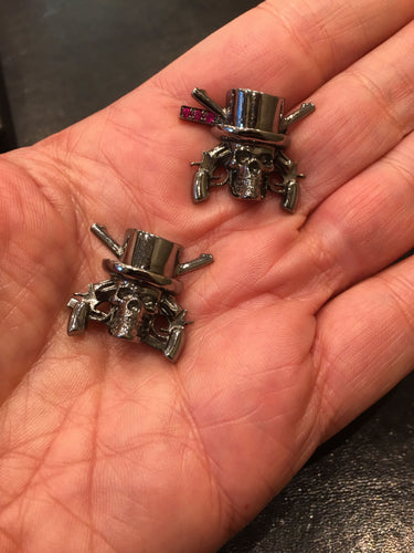 Paire de boutons de manchette Tête De Mort en or