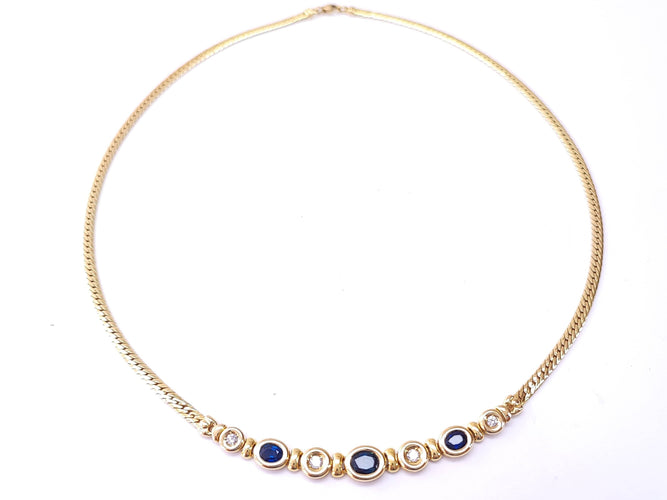 Collier Collier saphirs et diamants or jaune 58 Facettes coll.1693.1