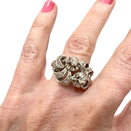 Bague 56 Bague Art Déco 1920-1930 or et platine avec diamants 58 Facettes Q212A(704)