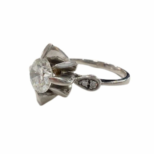 49 Bague années 1950 en or et diamants - avec certificat d'authenticité 58 Facettes Q214B